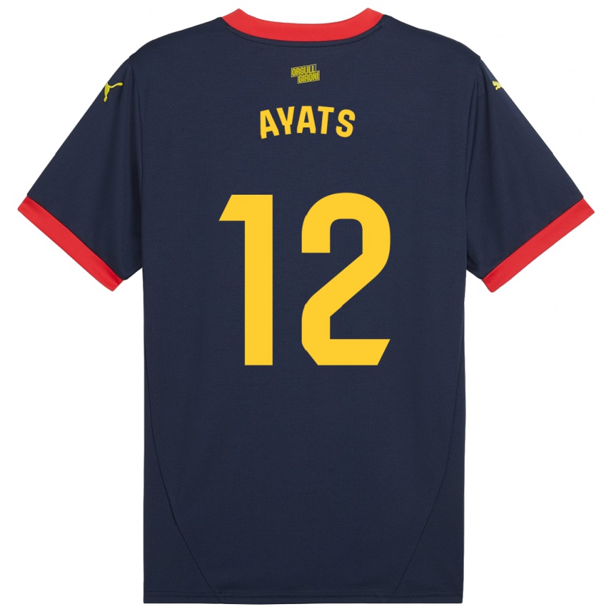 Men Football Mònica Ayats #12 Navy Red Away Jersey 2024/25 T-Shirt Za