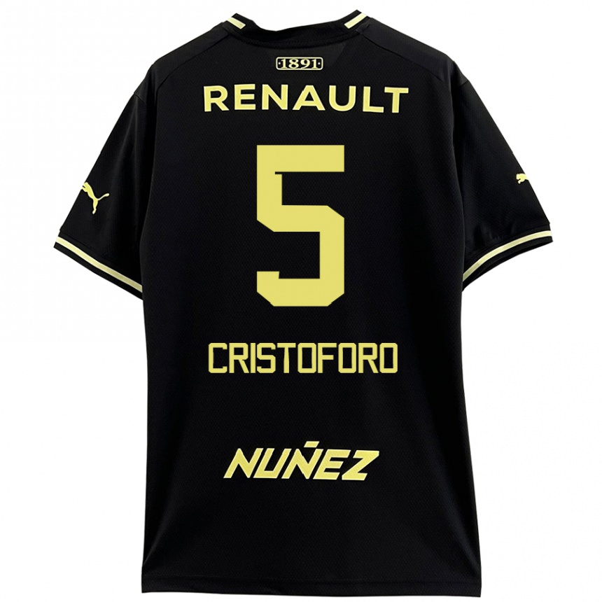 Men Football Sebastián Cristóforo #5 Black Yellow Away Jersey 2024/25 T-Shirt Za