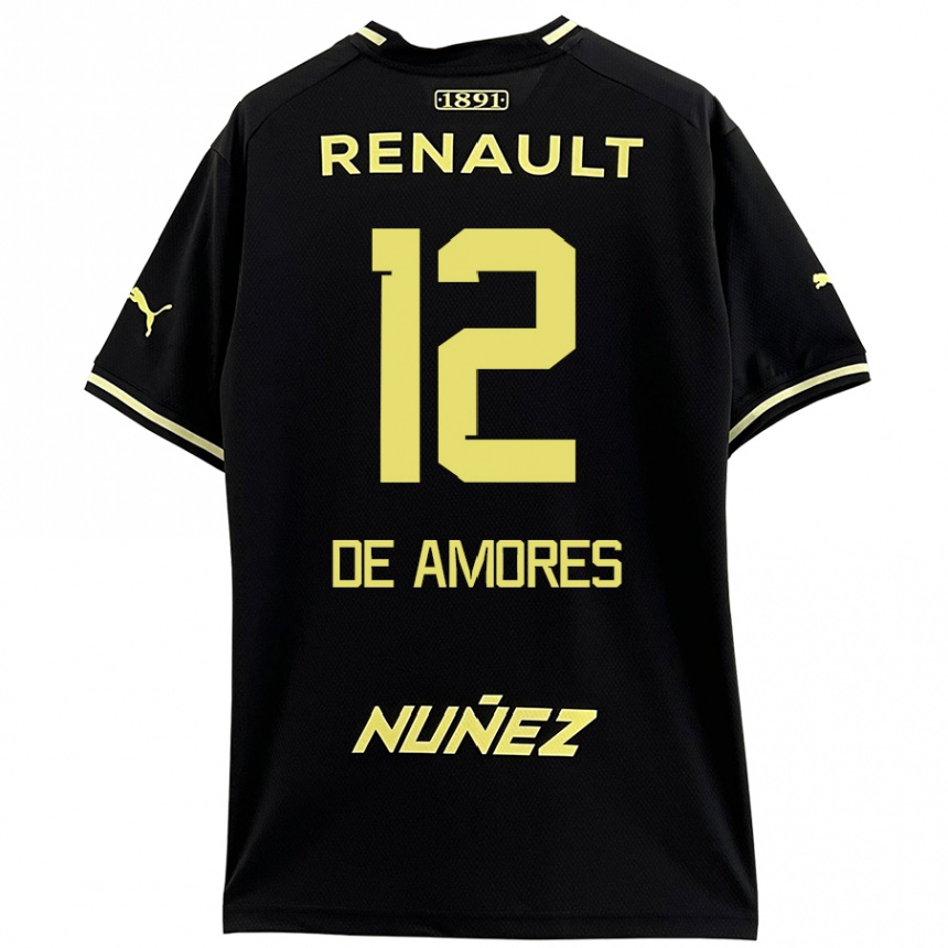 Men Football Guillermo De Amores #12 Black Yellow Away Jersey 2024/25 T-Shirt Za