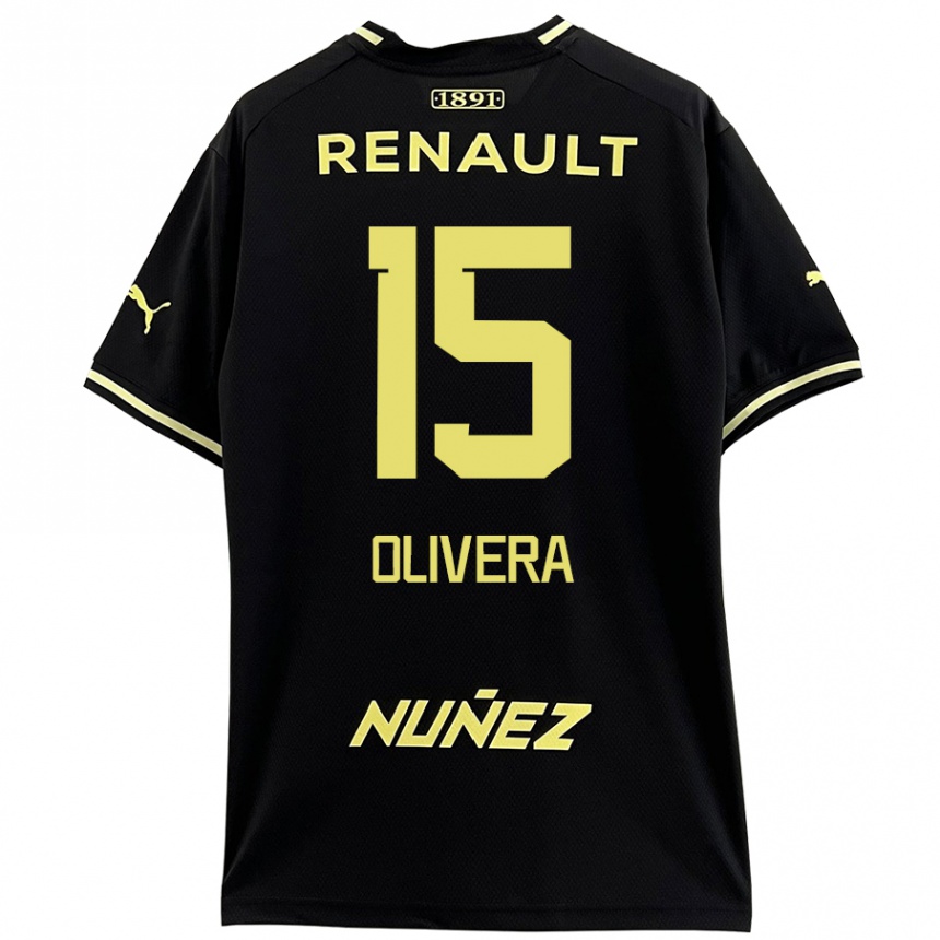 Men Football Maximiliano Olivera #15 Black Yellow Away Jersey 2024/25 T-Shirt Za