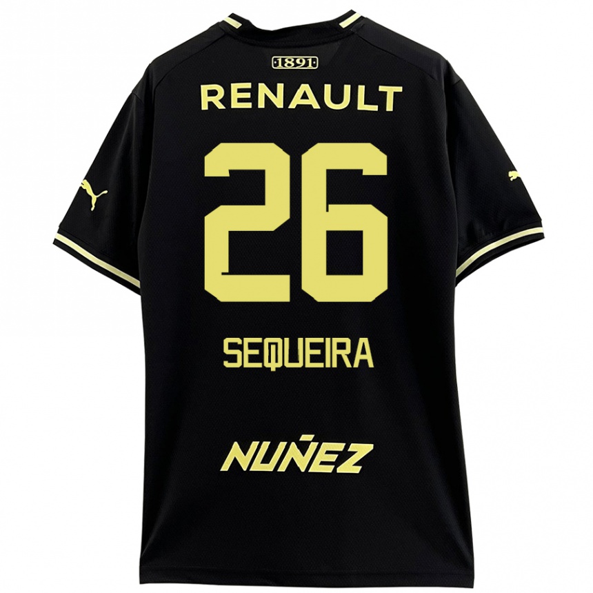 Men Football Leonardo Sequeira #26 Black Yellow Away Jersey 2024/25 T-Shirt Za