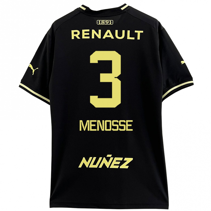 Men Football Hernán Menosse #3 Black Yellow Away Jersey 2024/25 T-Shirt Za