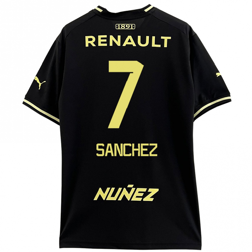 Men Football Carlos Sánchez #7 Black Yellow Away Jersey 2024/25 T-Shirt Za