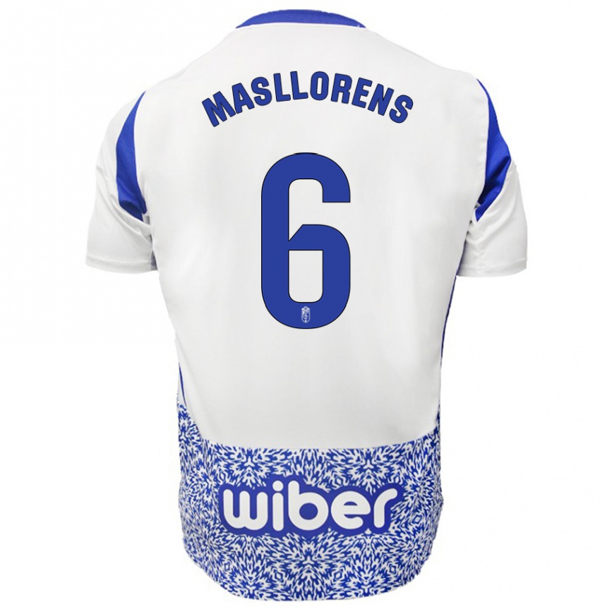 Men Football José Masllorens #6 White Blue Away Jersey 2024/25 T-Shirt Za