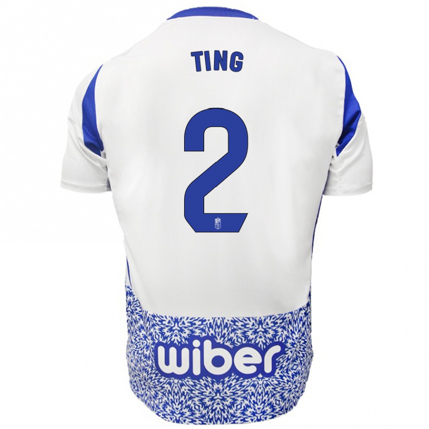 Men Football Xie Ting #2 White Blue Away Jersey 2024/25 T-Shirt Za