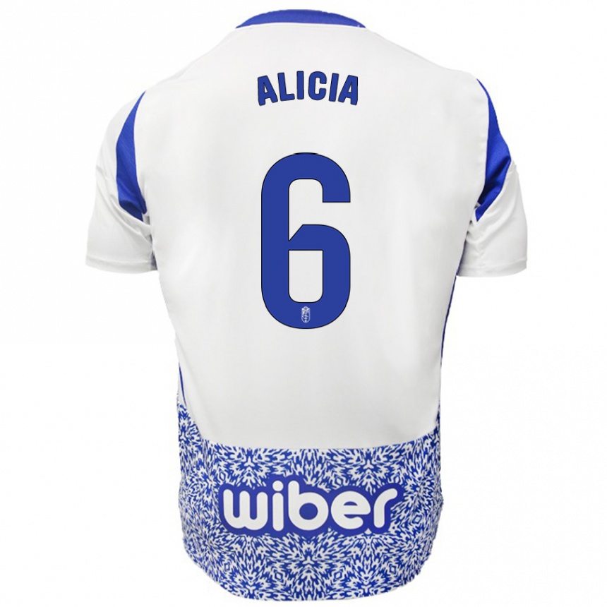 Men Football Alicia #6 White Blue Away Jersey 2024/25 T-Shirt Za