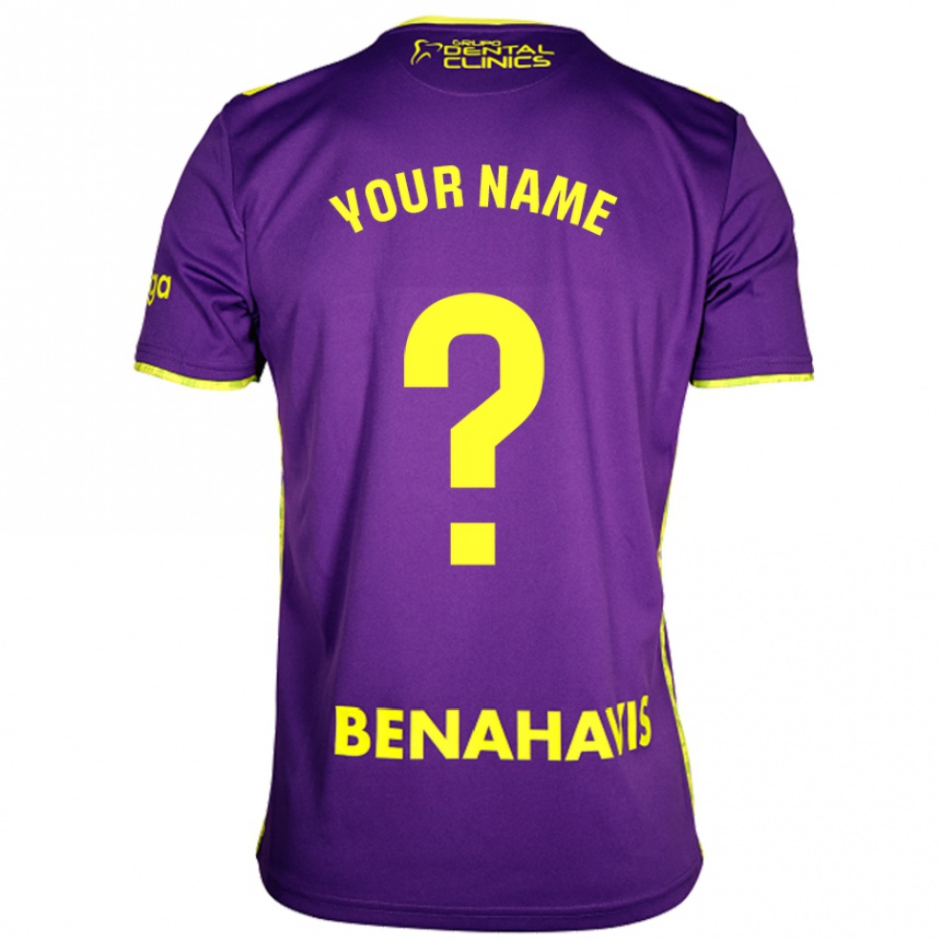 Men Football Your Name #0 Purple Yellow Away Jersey 2024/25 T-Shirt Za