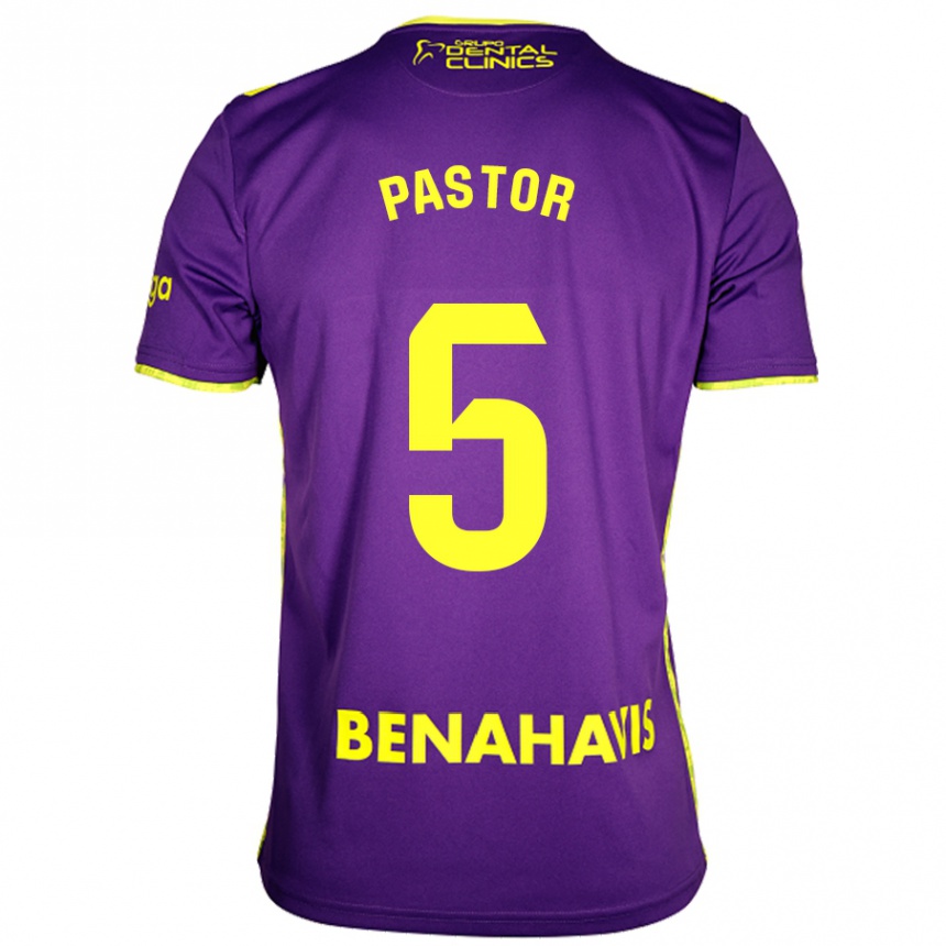 Men Football Álex Pastor #5 Purple Yellow Away Jersey 2024/25 T-Shirt Za