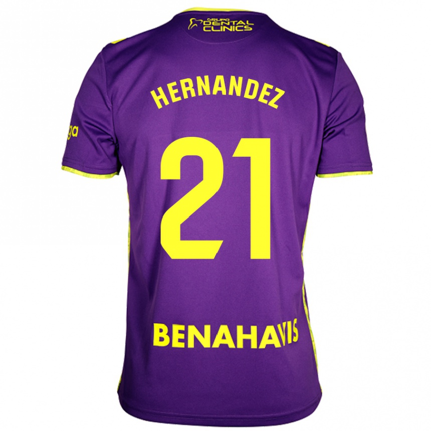 Men Football Juan Hernández #21 Purple Yellow Away Jersey 2024/25 T-Shirt Za