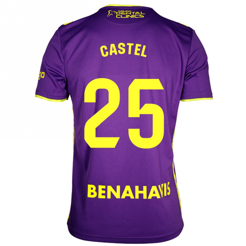 Men Football Sergio Castel #25 Purple Yellow Away Jersey 2024/25 T-Shirt Za