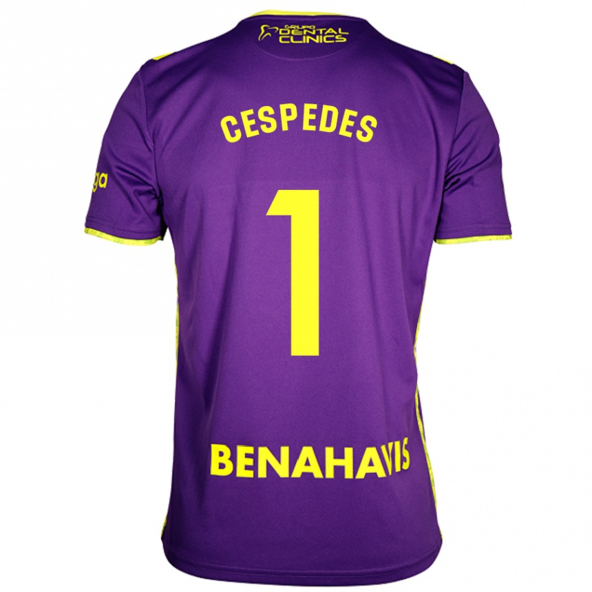 Men Football Andrés Céspedes #1 Purple Yellow Away Jersey 2024/25 T-Shirt Za