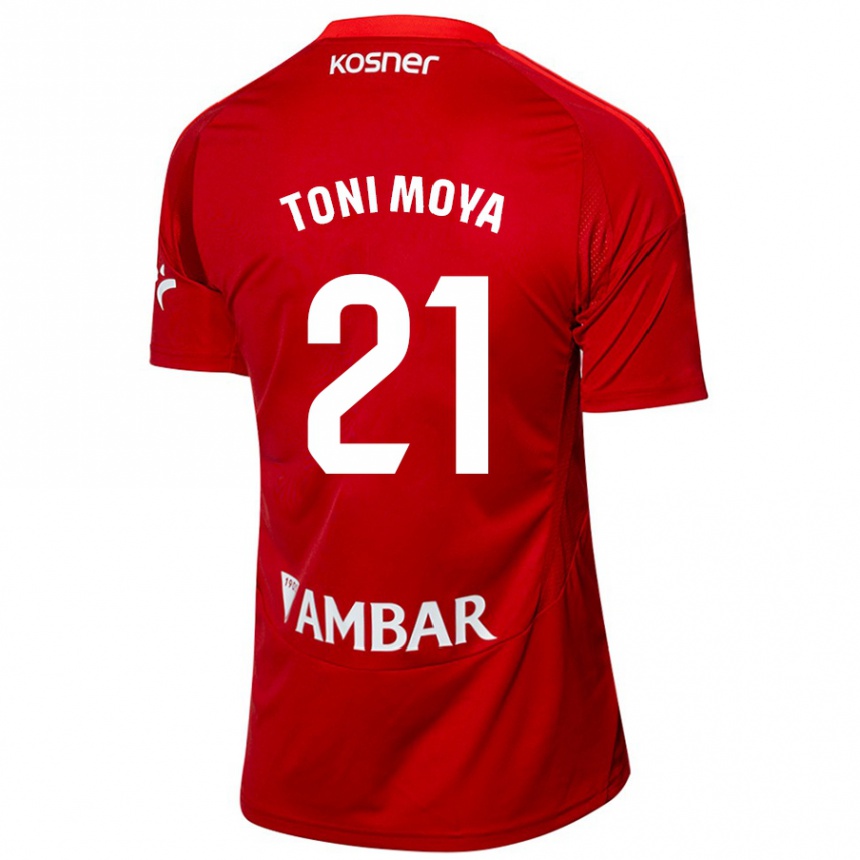 Men Football Toni Moya #21 White Blue Away Jersey 2024/25 T-Shirt Za