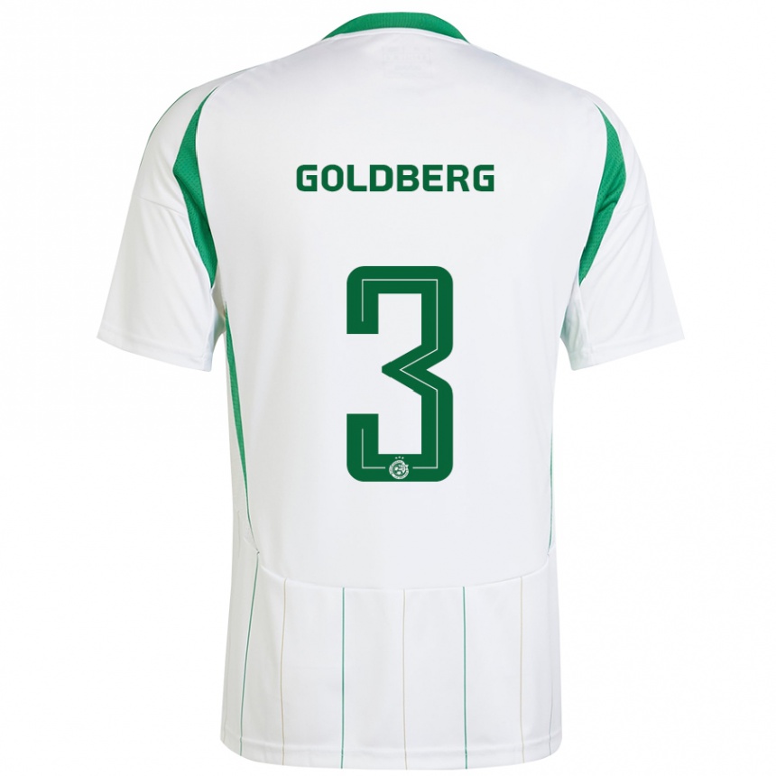 Men Football Shon Goldberg #3 White Green Away Jersey 2024/25 T-Shirt Za