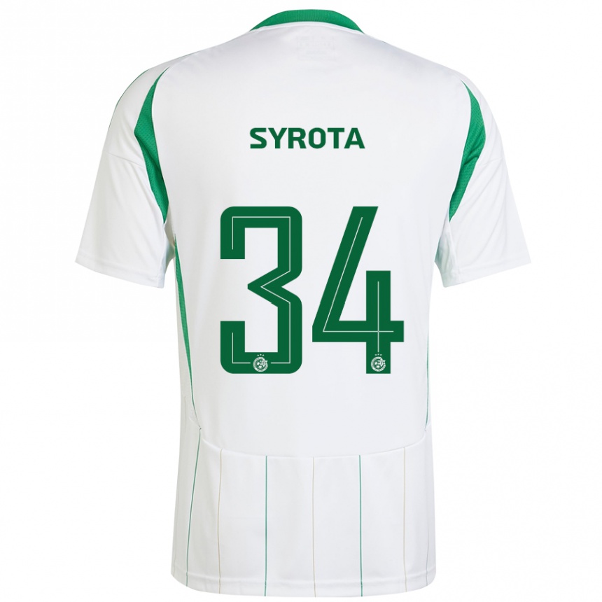 Men Football Oleksandr Syrota #34 White Green Away Jersey 2024/25 T-Shirt Za