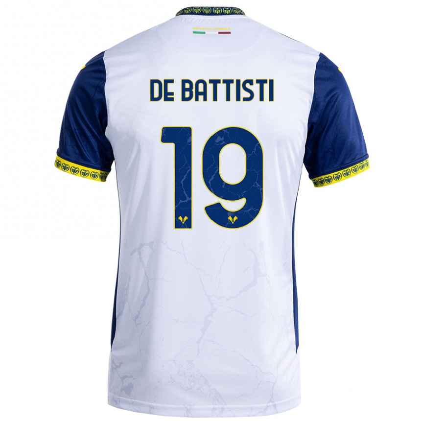 Men Football Davide De Battisti #19 White Blue Away Jersey 2024/25 T-Shirt Za