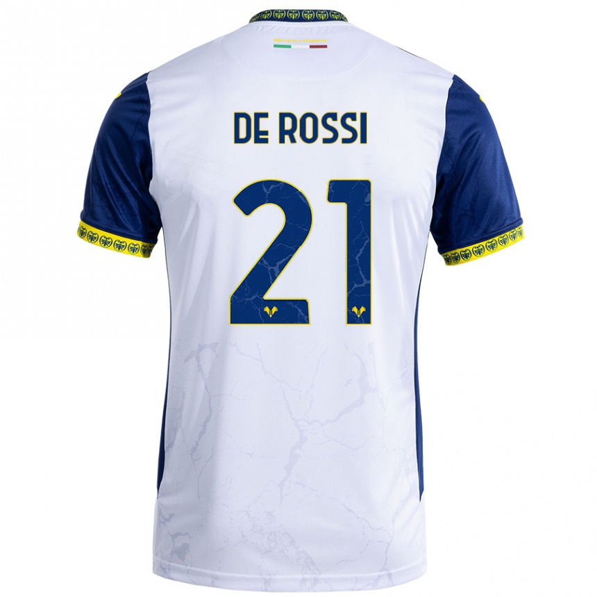 Men Football Michele De Rossi #21 White Blue Away Jersey 2024/25 T-Shirt Za