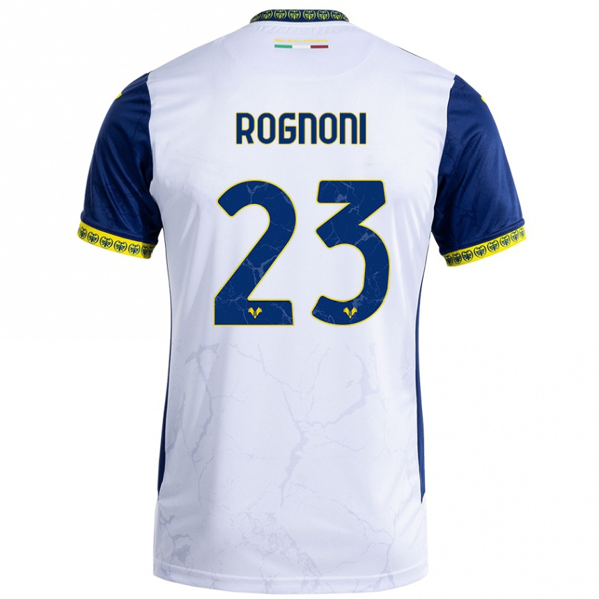 Men Football Alessia Rognoni #23 White Blue Away Jersey 2024/25 T-Shirt Za