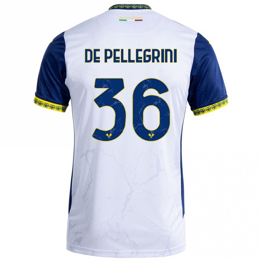 Men Football Erika De Pellegrini #36 White Blue Away Jersey 2024/25 T-Shirt Za