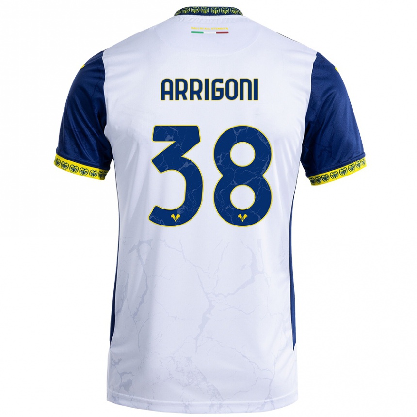 Men Football Arrigoni #38 White Blue Away Jersey 2024/25 T-Shirt Za