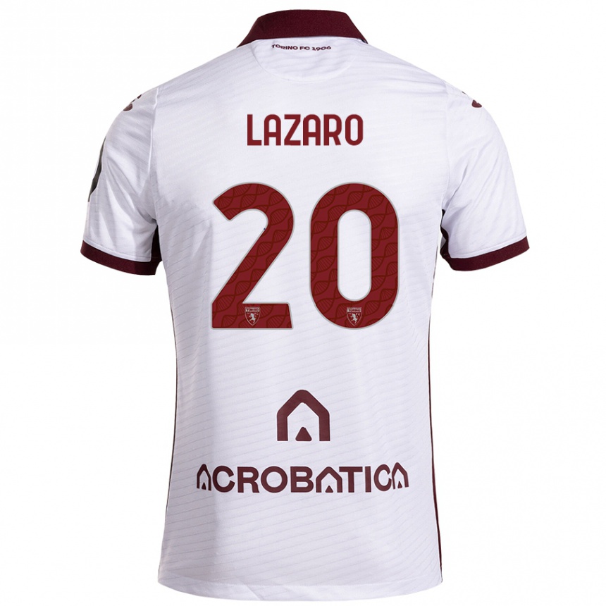 Men Football Valentino Lazaro #20 White Maroon Away Jersey 2024/25 T-Shirt Za