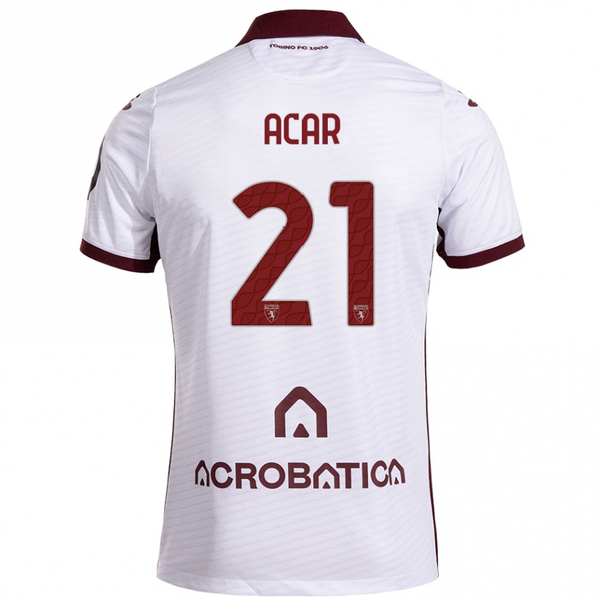 Men Football Emirhan Acar #21 White Maroon Away Jersey 2024/25 T-Shirt Za