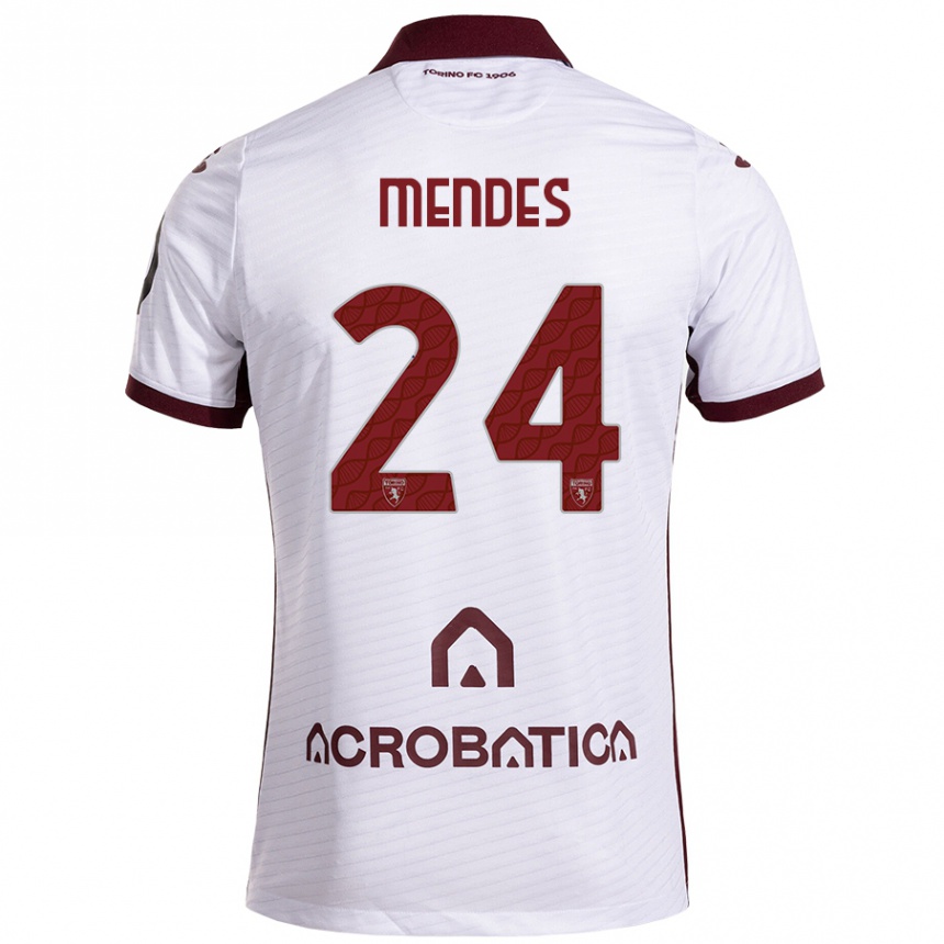 Men Football Rodrigo Mendes #24 White Maroon Away Jersey 2024/25 T-Shirt Za