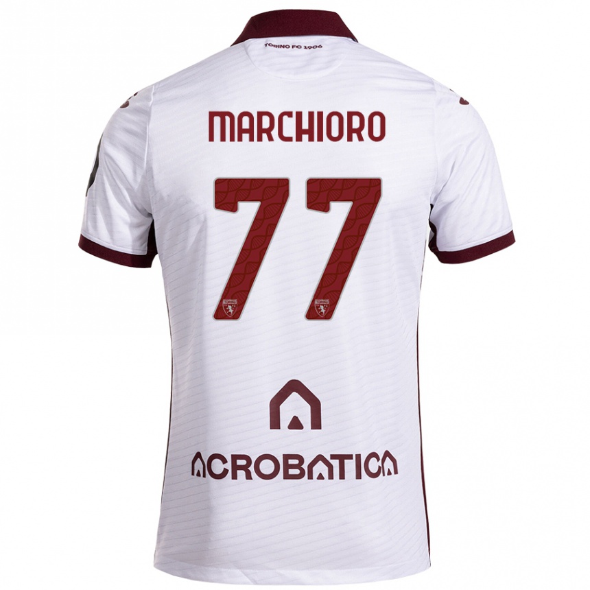 Men Football Raffaele Marchioro #77 White Maroon Away Jersey 2024/25 T-Shirt Za