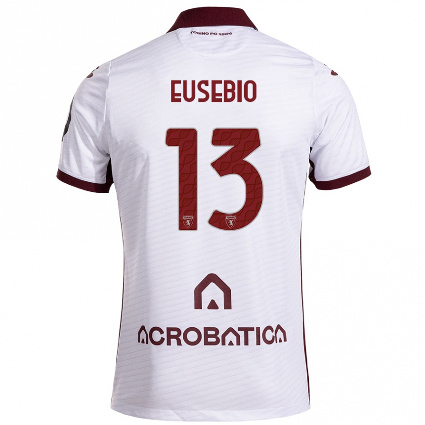 Men Football Chiara Eusebio #13 White Maroon Away Jersey 2024/25 T-Shirt Za