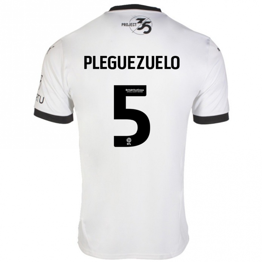 Men Football Julio Pleguezuelo #5 White Black Away Jersey 2024/25 T-Shirt Za