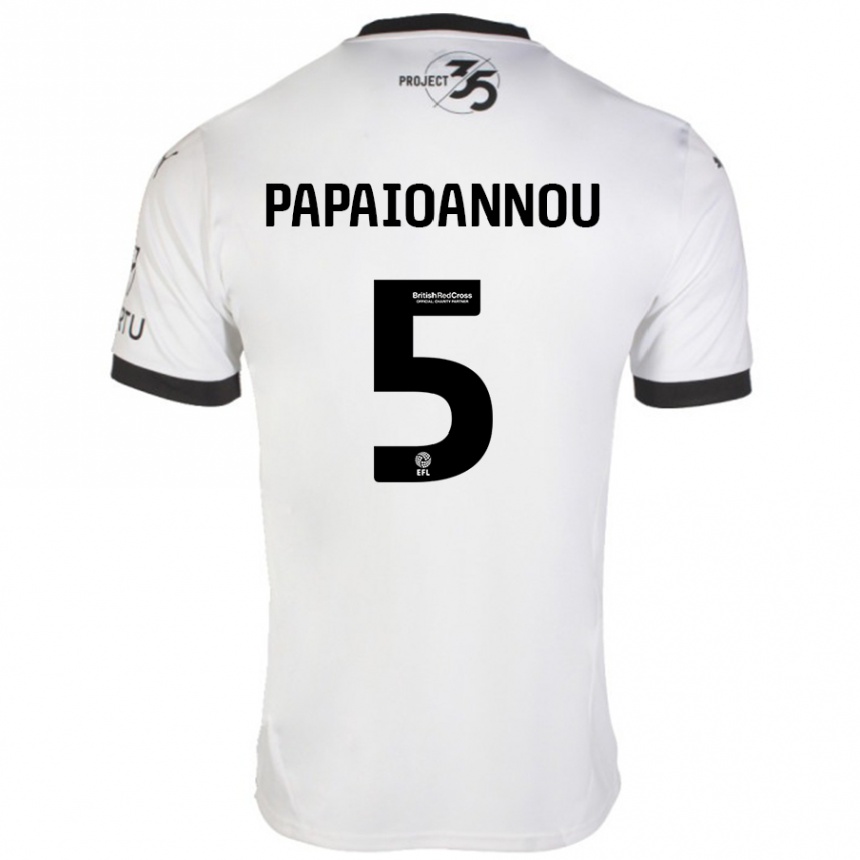 Men Football Panagiota Papaioannou #5 White Black Away Jersey 2024/25 T-Shirt Za