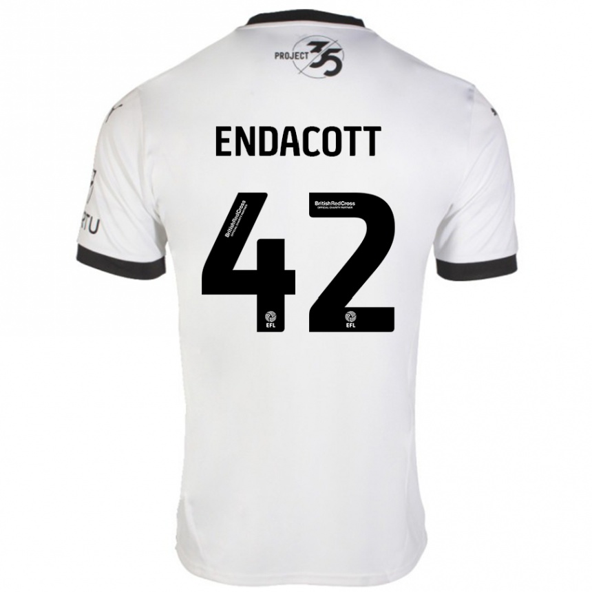 Men Football Jack Endacott #42 White Black Away Jersey 2024/25 T-Shirt Za