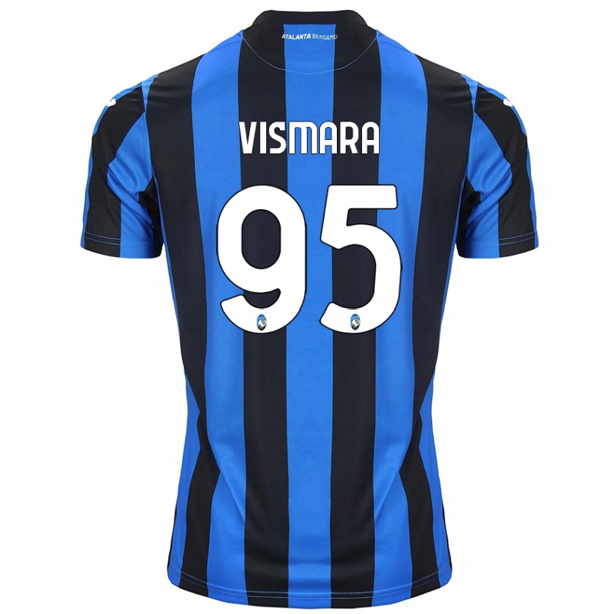 Women Football Paolo Vismara #95 Blue Black Home Jersey 2024/25 T-Shirt Za