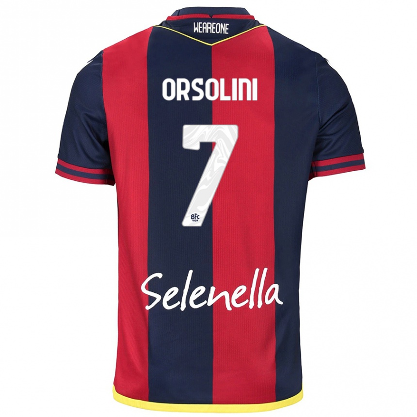 Women Football Riccardo Orsolini #7 Red Royal Blue Home Jersey 2024/25 T-Shirt Za