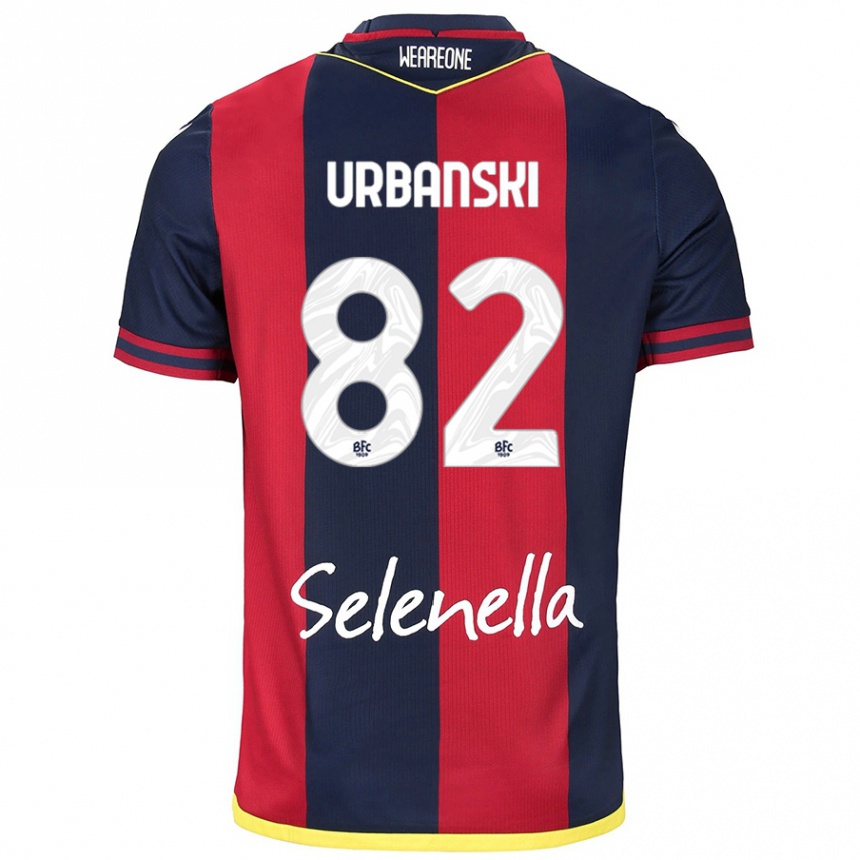 Women Football Kacper Urbanski #82 Red Royal Blue Home Jersey 2024/25 T-Shirt Za