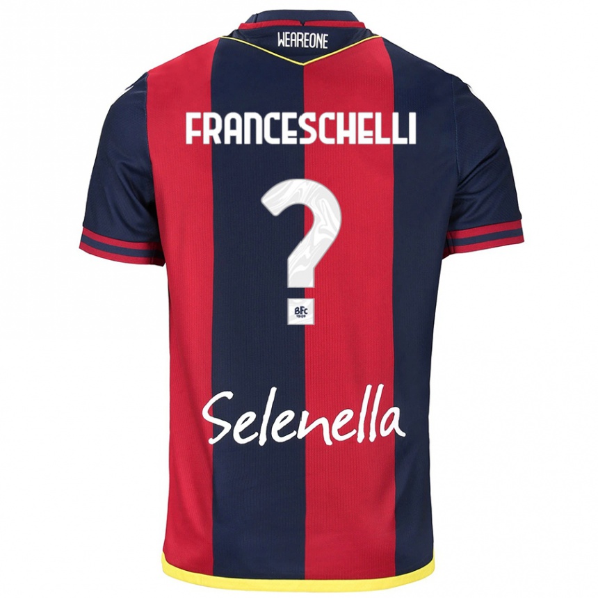 Women Football Matteo Franceschelli #0 Red Royal Blue Home Jersey 2024/25 T-Shirt Za