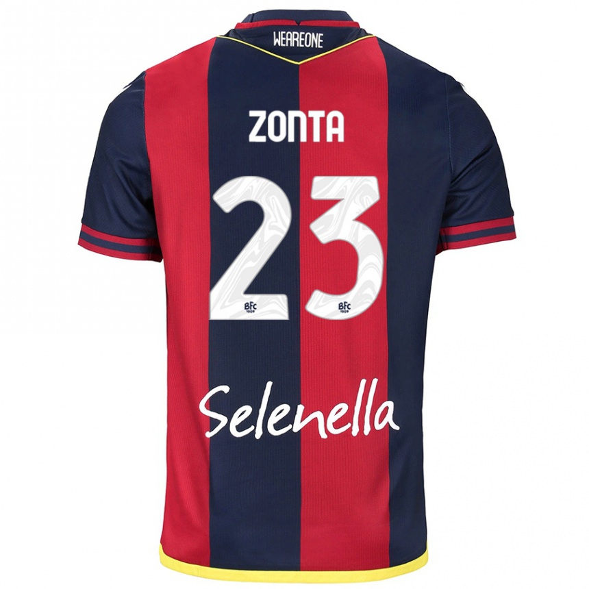 Women Football Alessandro Zonta #23 Red Royal Blue Home Jersey 2024/25 T-Shirt Za