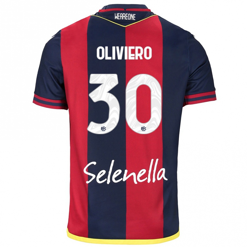 Women Football Andrea Oliviero #30 Red Royal Blue Home Jersey 2024/25 T-Shirt Za