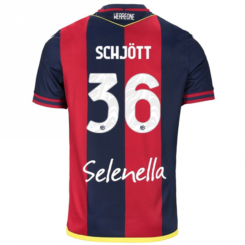 Women Football Gustav Schjött #36 Red Royal Blue Home Jersey 2024/25 T-Shirt Za