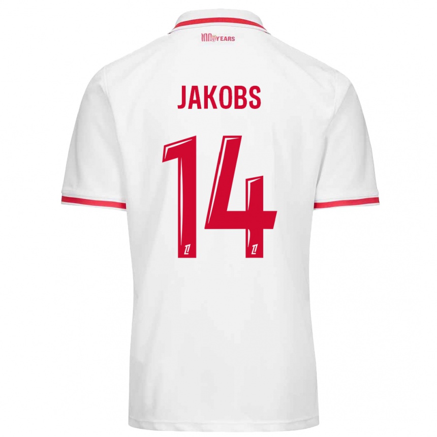 Women Football Ismail Jakobs #14 White Red Home Jersey 2024/25 T-Shirt Za