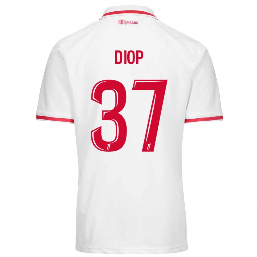 Women Football Edan Diop #37 White Red Home Jersey 2024/25 T-Shirt Za