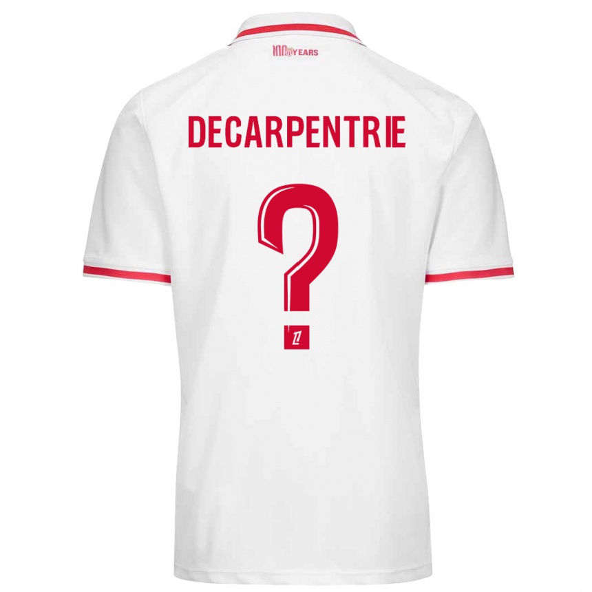 Women Football Valentin Decarpentrie #0 White Red Home Jersey 2024/25 T-Shirt Za