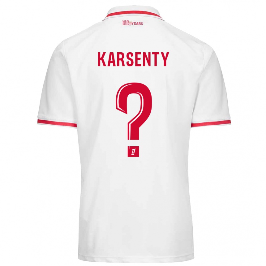 Women Football Kylian Karsenty #0 White Red Home Jersey 2024/25 T-Shirt Za