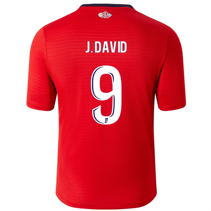 Women Football Jonathan David #9 Red White Home Jersey 2024/25 T-Shirt Za