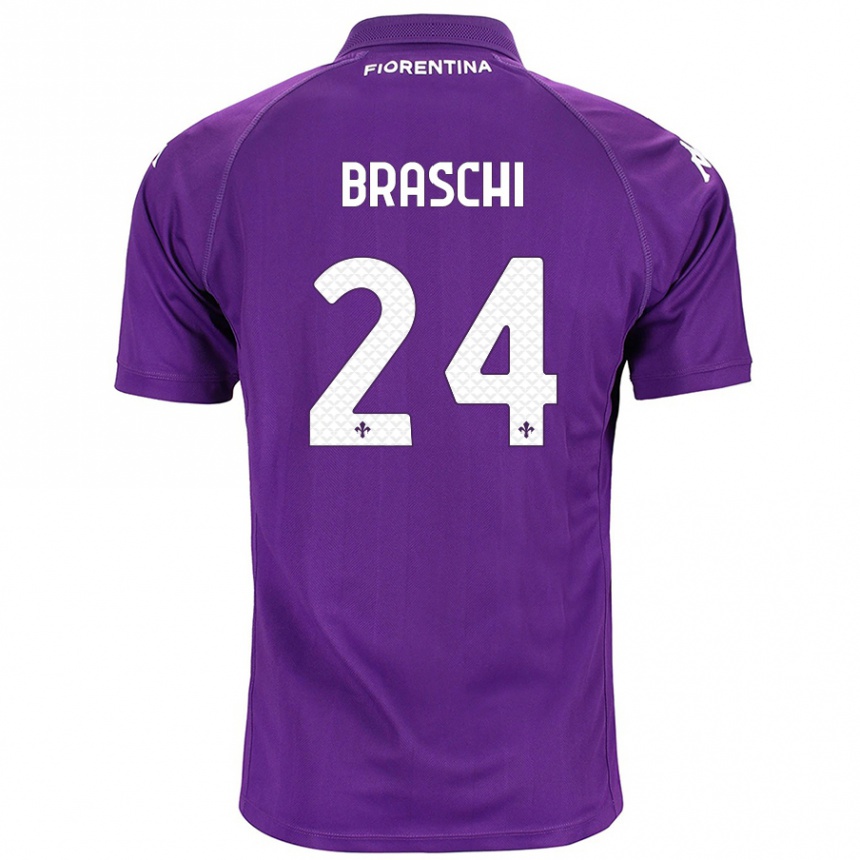 Women Football Riccardo Braschi #24 Purple Home Jersey 2024/25 T-Shirt Za