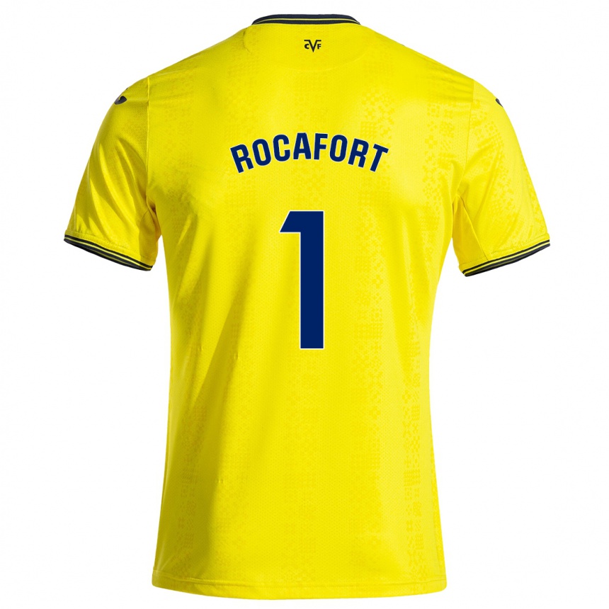 Women Football Rodrigo Rocafort #1 Yellow Black Home Jersey 2024/25 T-Shirt Za