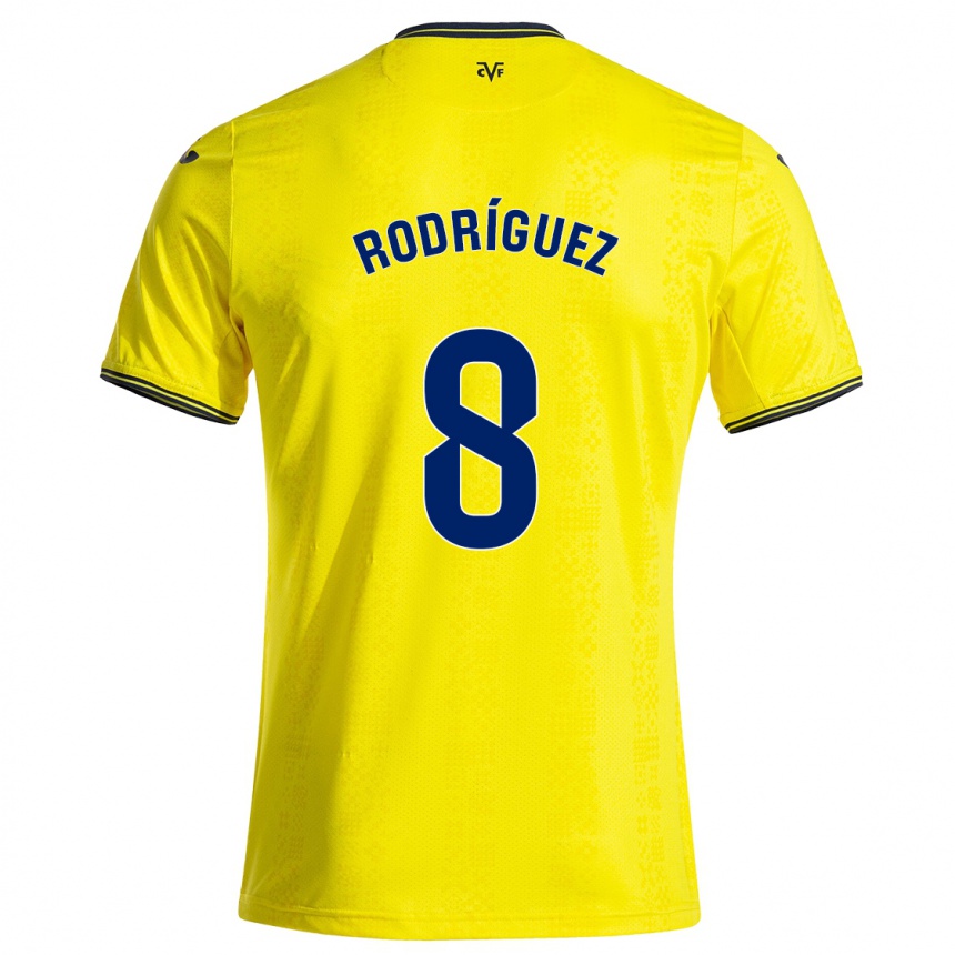 Women Football Unai Rodríguez #8 Yellow Black Home Jersey 2024/25 T-Shirt Za