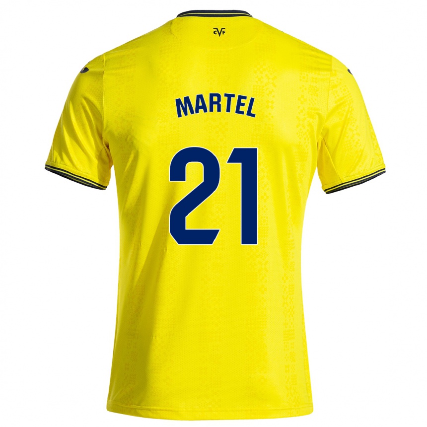 Women Football Kevin Martel #21 Yellow Black Home Jersey 2024/25 T-Shirt Za