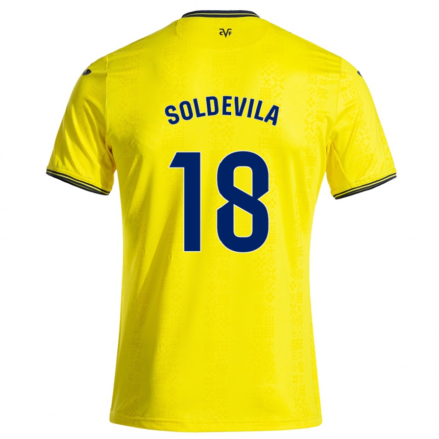 Women Football Paola Soldevila #18 Yellow Black Home Jersey 2024/25 T-Shirt Za