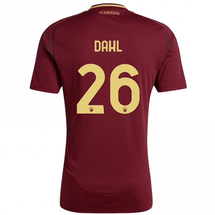 Women Football Samuel Dahl #26 Red Brown Gold Home Jersey 2024/25 T-Shirt Za