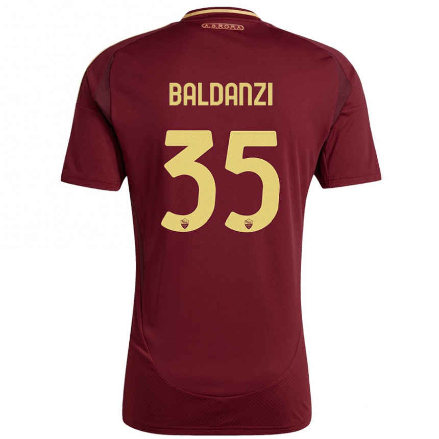 Women Football Tommaso Baldanzi #35 Red Brown Gold Home Jersey 2024/25 T-Shirt Za